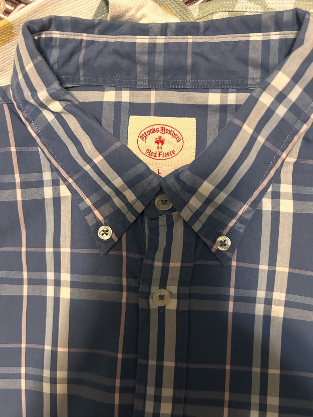 Brooks Brothers Blue and White Plaid Button-Down Shirt